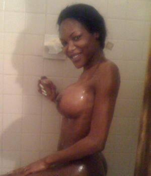 Black amateur girlfriend taking a shower
