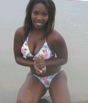 Busty Black Girlfriend Posing At The Beach