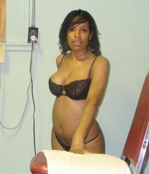 Ebony babe candid shot while wearing her black undies